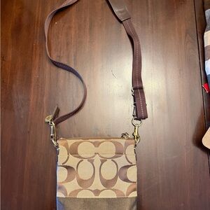 Coach Brown and Cream Shoulder Bag